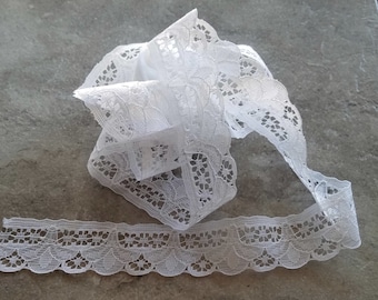 Vintage White Long Flower Lace 5 Yards