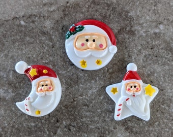 2 Celestial Santa Flat Back Buttons