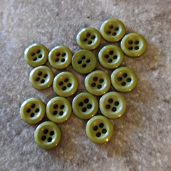 17 Moss Green Mini Slope Rim Round Buttons Size  5/16"