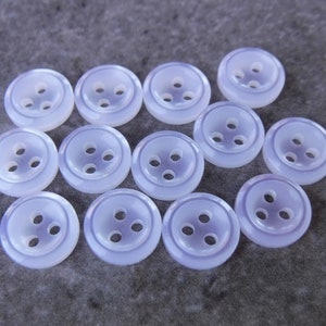 13 White Slope Rim 3 Hole Round Buttons Size 7/16&quot;