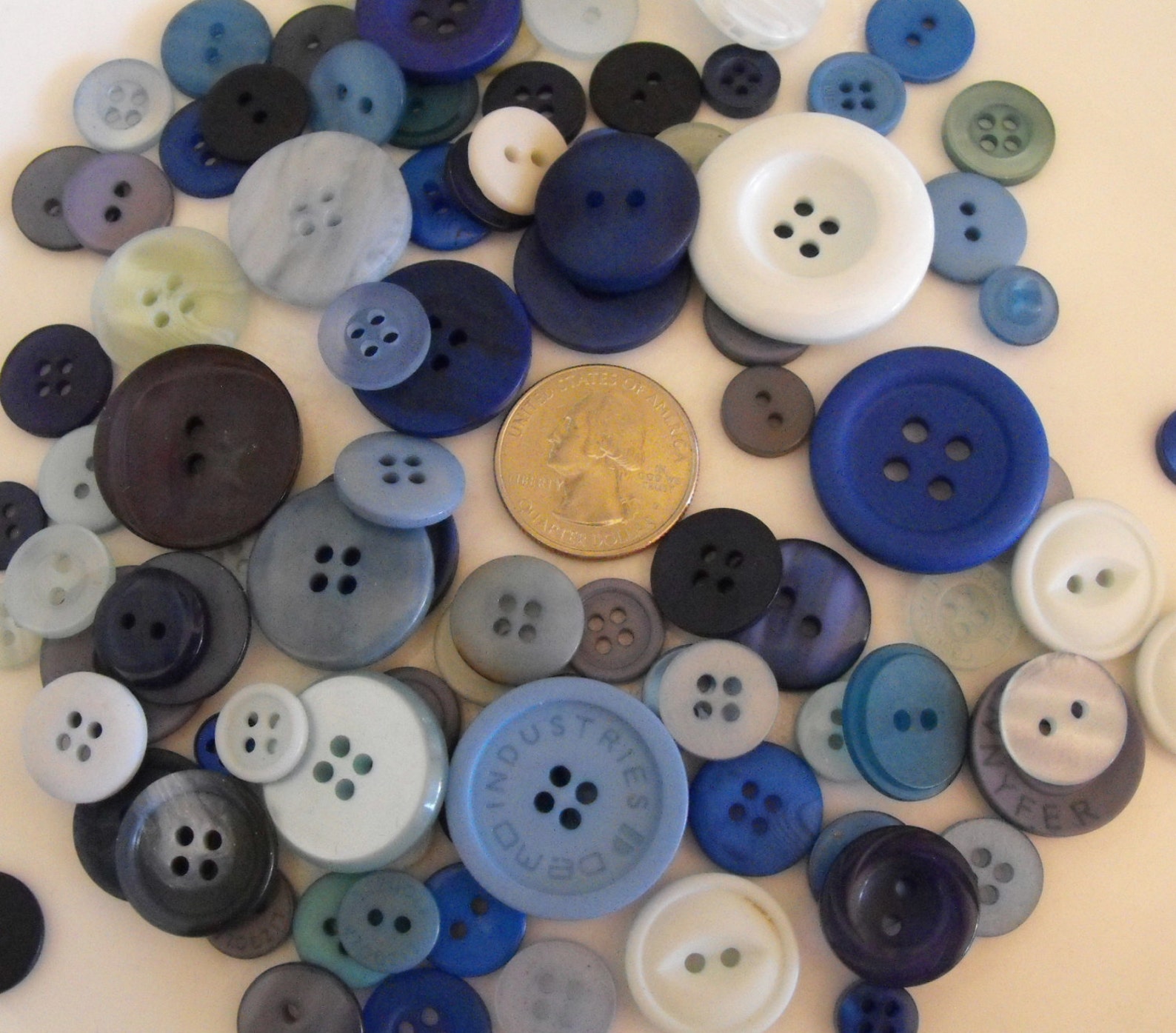 Blue Buttons 100 Bulk Assorted Round Multi Size Crafting Etsy