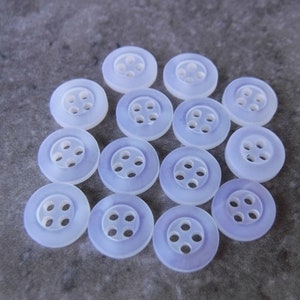 14 White Wide Rim Round Buttons Size 7/16&quot;