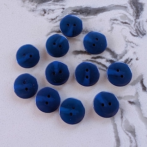 11 Blue Smooth 2 Tone Round Buttons Size 1/2&quot;.