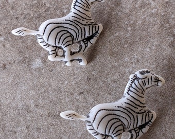 2 Safari Zebra Shank Buttons Size 1 3/8"