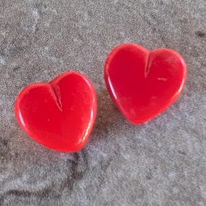 2 Vintage Red Heart Buttons Size 1/2&quot; #135