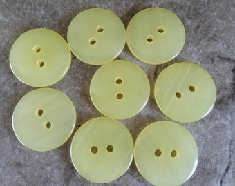 8 Yellow Shiny Streaked Round Buttons Size 11/16"