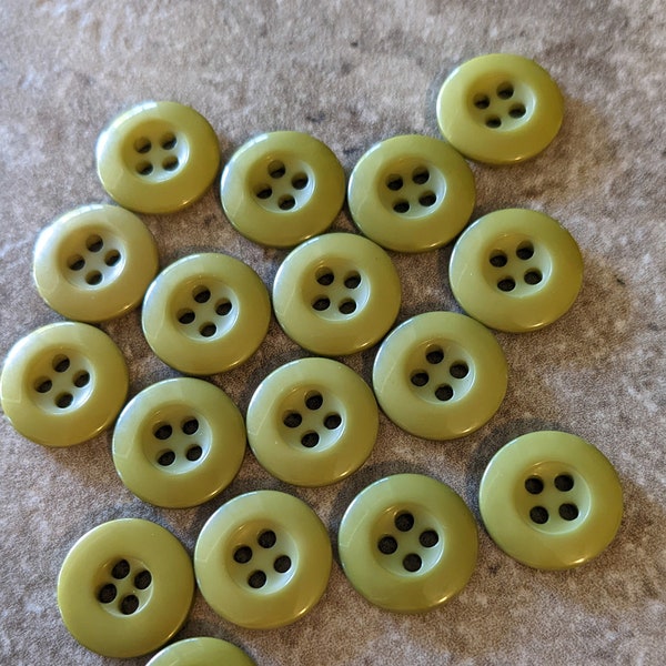 17 Moss Green Medium Green Dip Center Round Buttons Size  9/16"