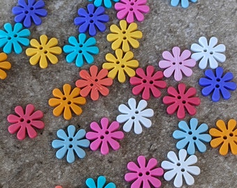 6 Spiral Daisy Multi Color Buttons Size 9/16"
