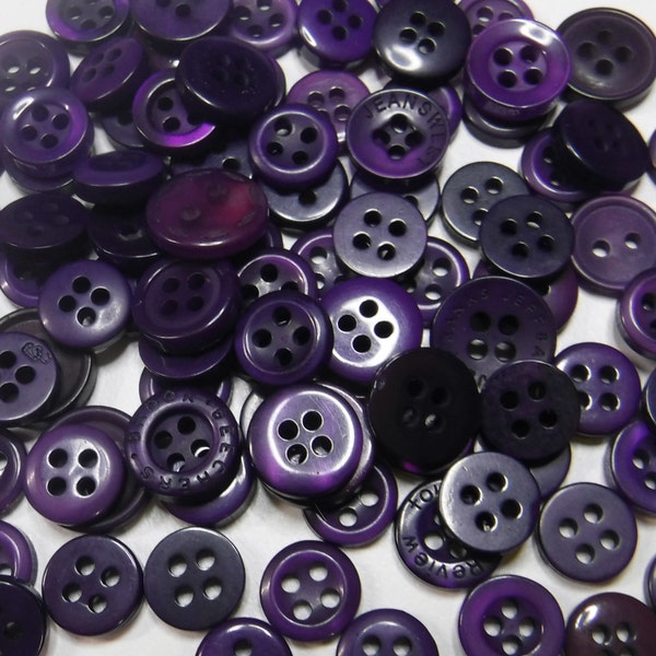 Eggplant Purple Buttons, 50 Small Assorted Round Sewing Crafting Bulk Buttons
