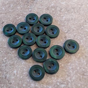 15 Forest Green Shaded 2 Tone Round Buttons Size 3/8&quot;