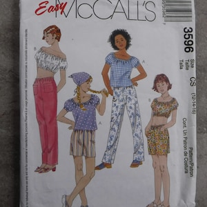 McCalls Pattern Girls Tops, Pull On Pants, Shorts and Headscarf 3596 Complete Partially Cut Size (14)