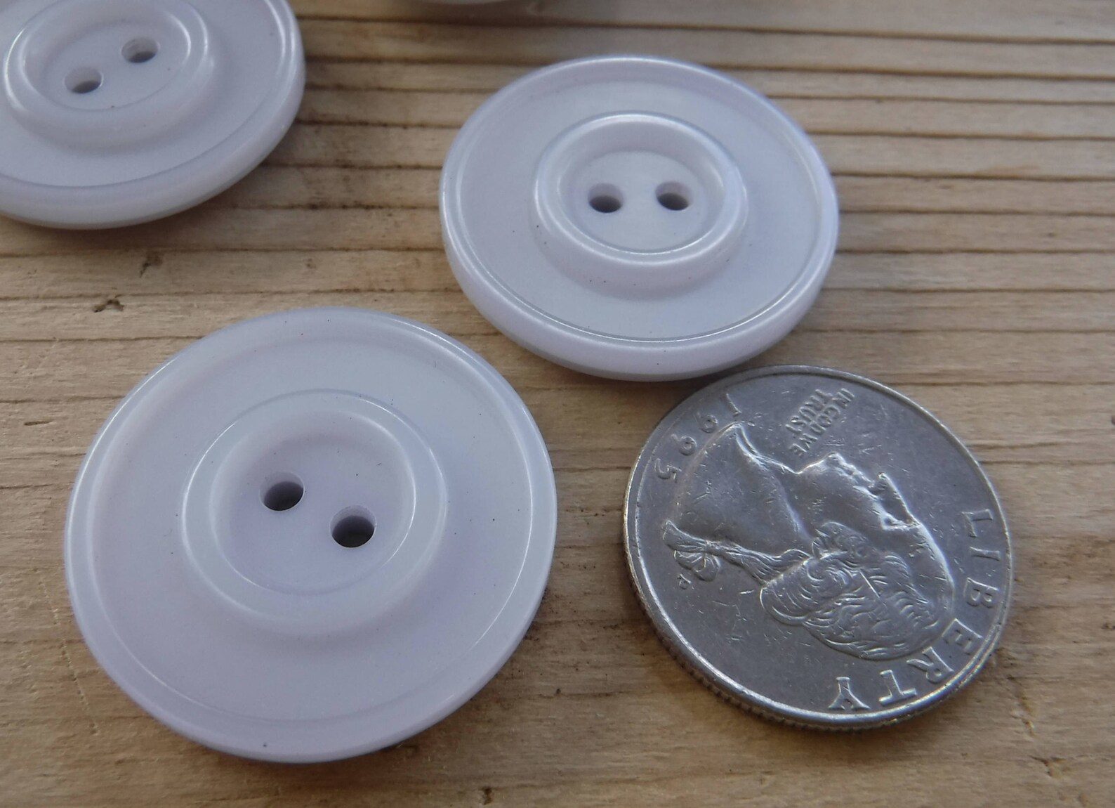 8 Gray Double Rim Large Round Buttons Size 1 1/16