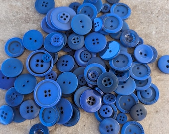 Royal Blue Buttons, 100 Bulk Assorted Round Multi Size Crafting Sewing Buttons