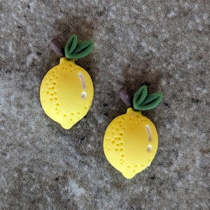 2 Lemon Small Fruit Flat Back Buttons Embellishments Size 1/2&quot;