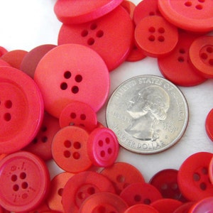 Fire Engine Red Buttons, 100 Bulk Assorted Round Multi Size Crafting Sewing Buttons image 4