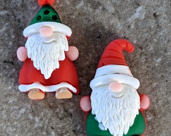 2 Gnome Christmas Flat Back Buttons Size 3/4" You choose the style