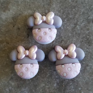 3 Disney Minnie Mouse Head Polka Dot Shank Buttons Size 7/8&quot;
