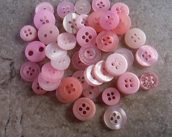 Light Pink Buttons, 50 Small Assorted Round Sewing Crafting Bulk Buttons