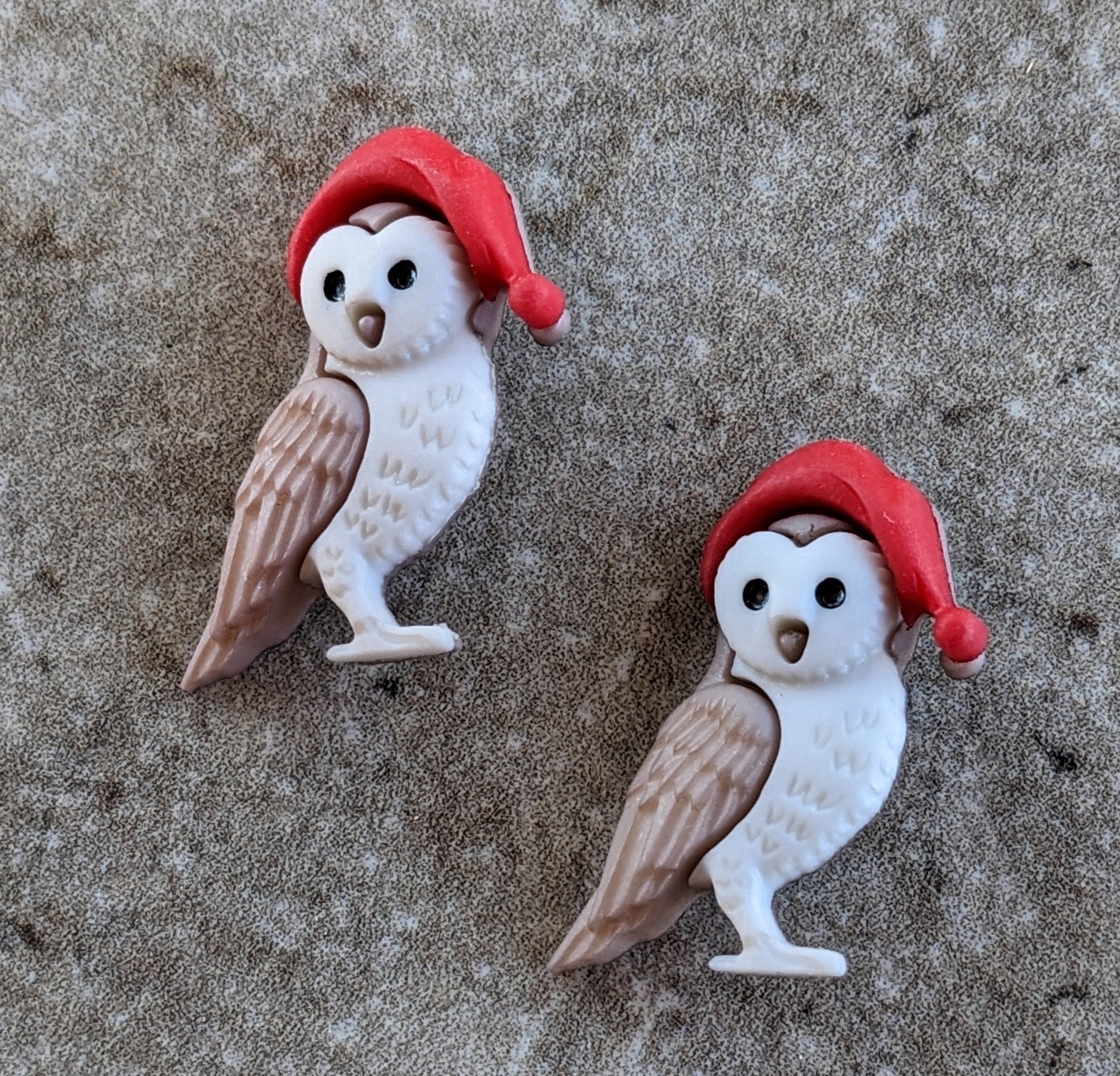 2 Owl with Night Cap Shank Buttons Size 3/4"