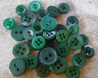 Forest Green Buttons, 50 Small Assorted Round Sewing Crafting Bulk Buttons