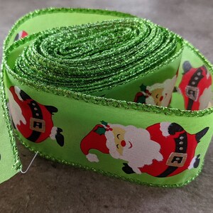 Jolly Santa Glitter Edge Wire Edge Ribbon You choose the length