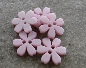 6 Pale Pink Primrose Small Flower Buttons Size 9/16"