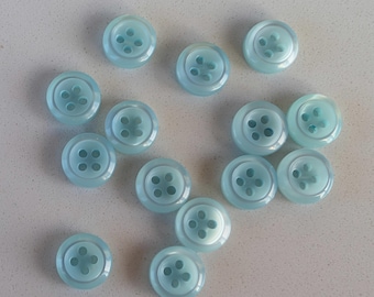 14 Seafoam Green Bubble Rim Round Buttons Size 3/8"