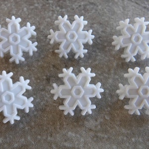 6 Glossy Flower Snowflake Shank Buttons Size 11/16"