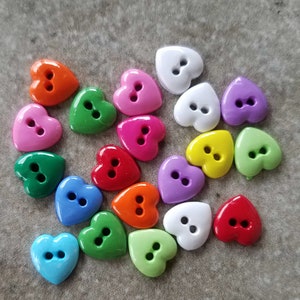 20 Mixed Mini Candy Heart Buttons Size 3/8&quot;