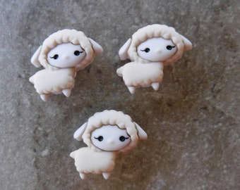 3 Little Sheep Fluffy Shank Buttons Size 15/16"