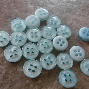 30 Baby Blue Glassy Top Round Buttons Size 5/16"