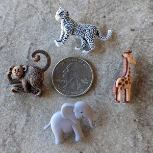 4 Jungle Animal Grab Bag Shaped Buttons