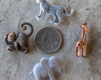 4 Jungle Animal Grab Bag Shaped Buttons