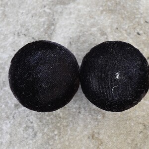 2 Vintage Black Covered Shank Round Buttons Size 1 3/16&quot; #127