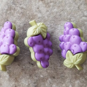 3 Fruit Vine Grapes Shank Buttons Size 1/2&quot;