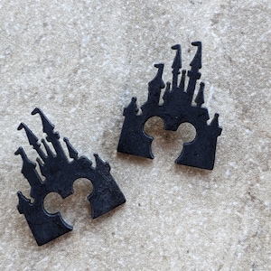 2 Disney Castle Black Shank Buttons Size 1 3/16&quot;