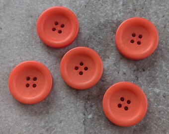 5 Blood Orange Deep Center Round Buttons Size 1".