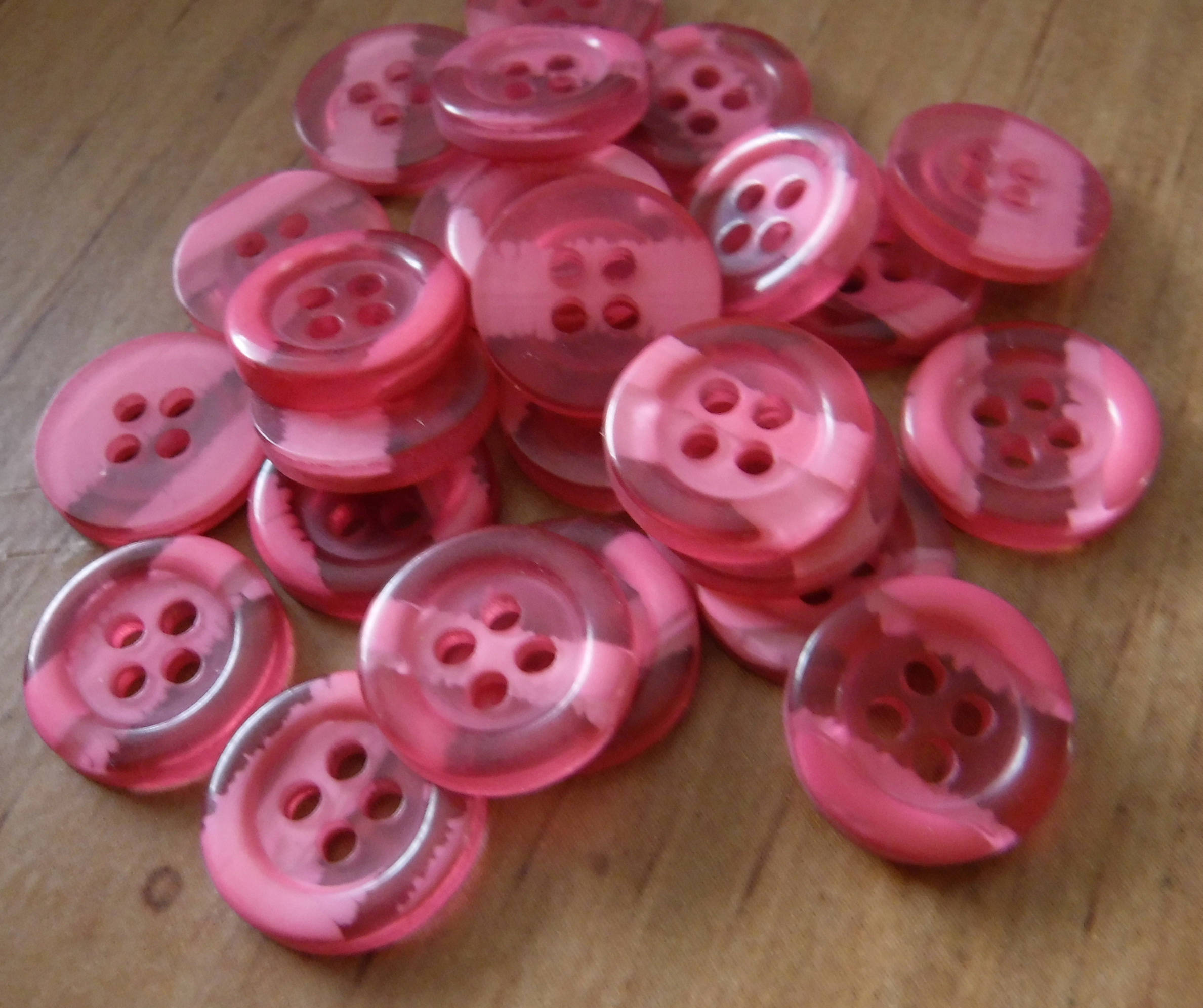 14 Hot Pink 2 Tone Round Buttons Size 1/2" from AJStuff on Etsy Studio