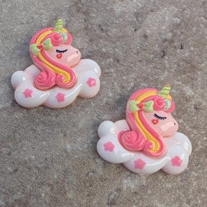 2 Pretty Unicorn Flat Back Embellishment Buttons Size 1&quot;