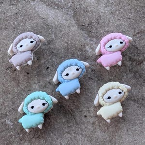 2 Little Sheep Fluffy Shank Buttons Size 15/16" You choose the color