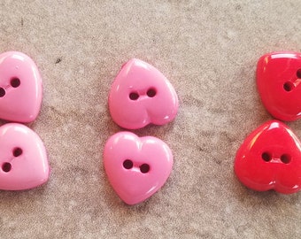 8 Bubble Hearts Small Buttons Size 1/2" You choose the color