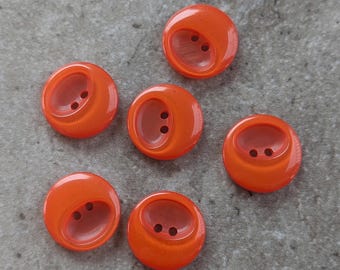 6 Blood Orange Glitter Thumb Print Round Buttons Size 7/8".