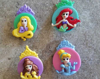 2 Disney Crown Circle Princess Shank Buttons Size 1 1/16" You choose the Princess