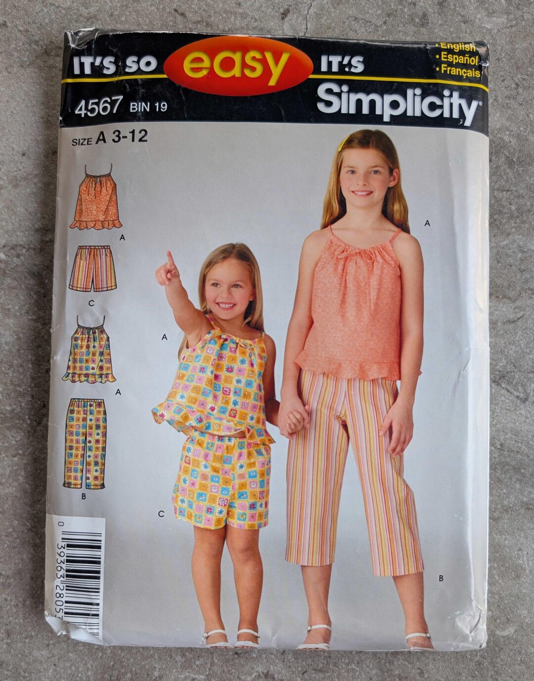 Vintage Simplicity Sewing Pattern 4567 Child's Girls Top, Cropped Pants ...