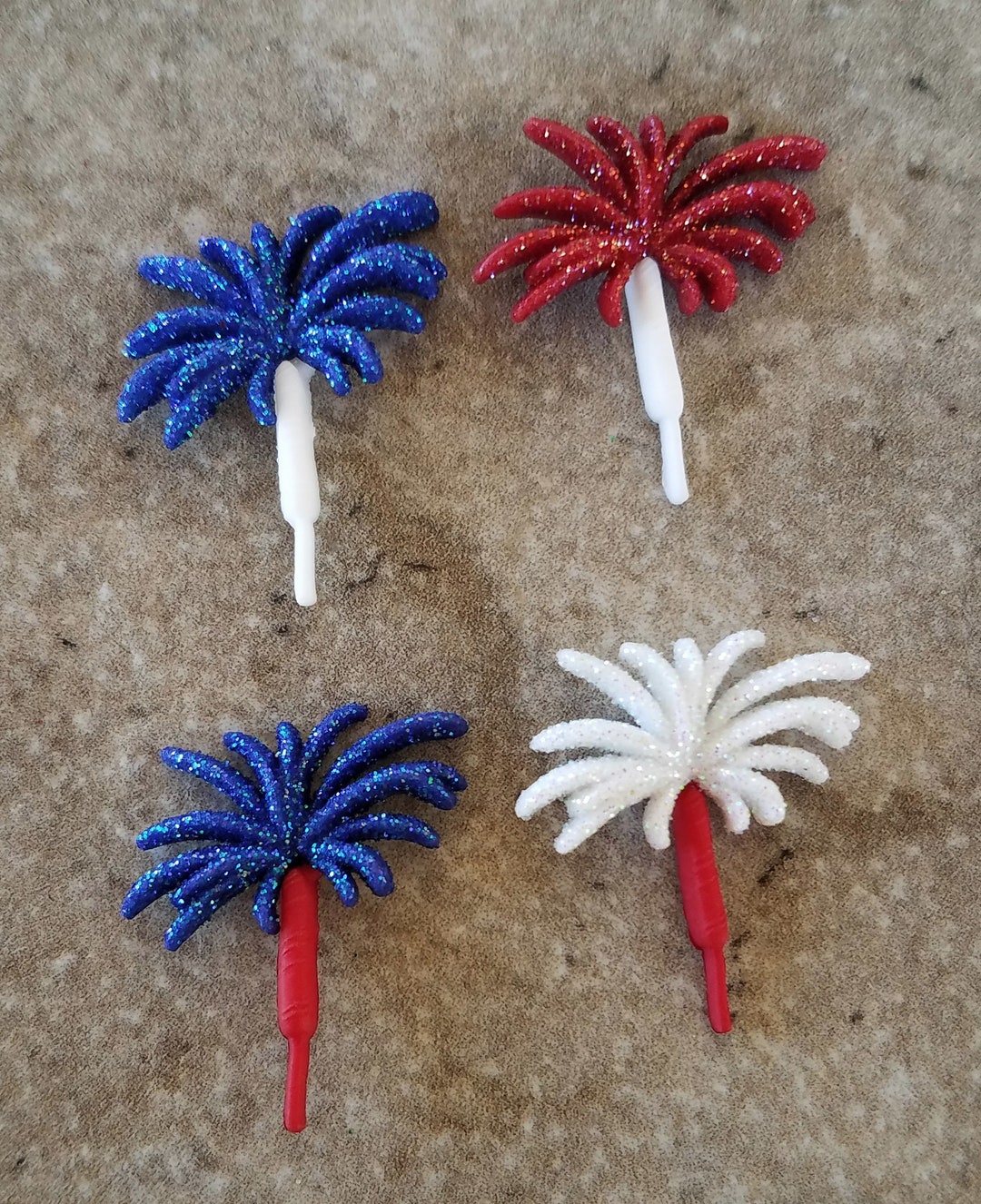 3 Glitter Exploding Fireworks Flat Back Embellishment Buttons Size 1 1/ ...