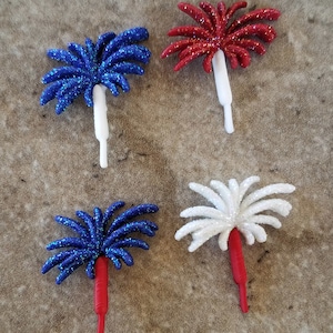 3 Glitter Exploding Fireworks Flat Back Embellishment Buttons Size 1 1/16"