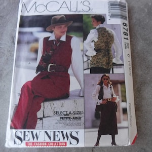 McCalls Sewing Pattern 6781: Misses Vest, Blouse, Skirt & Pants (Size 10-14)