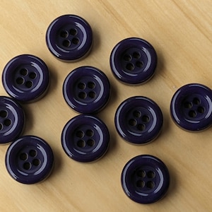 10 Eggplant Purple Wide Round Rim Round Buttons Size 3/4&quot;