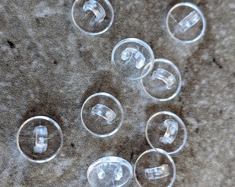 10 Clear Shank Back Buttons Size 3/8"