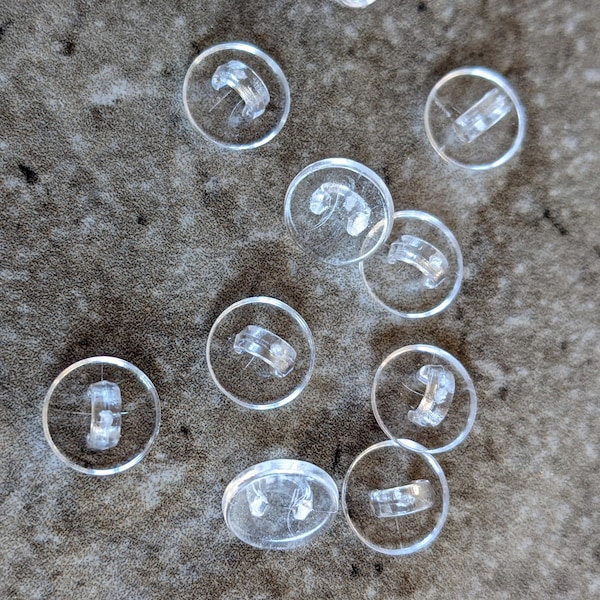 10 Clear Shank Back Buttons Size 3/8"